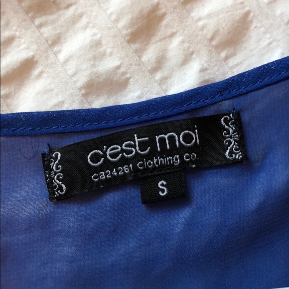 CEST MOI sheer blue tank top - S - Picture 3 of 6